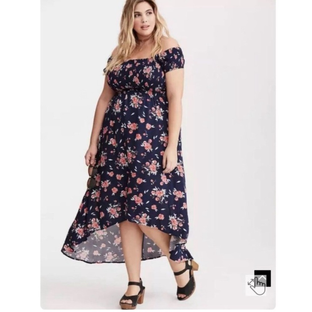 Torrid Navy Floral High Low Dress